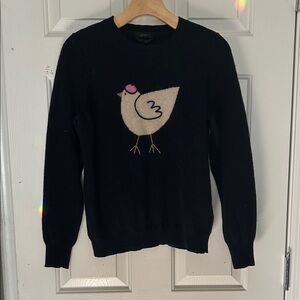 J. Crew Black Sweater with Bird Motif